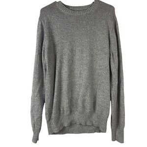 St John's Bay Men Gray Cotton Ribbed Cuff Crewneck Sweater Knit Pullover Neutral